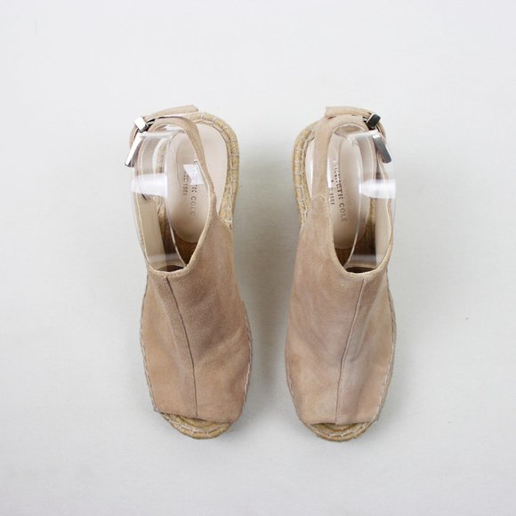 Kenneth Cole NY Odette Sandy Beige Suede Espradille Plaform Wedge Sandals - Picture 8 of 16
